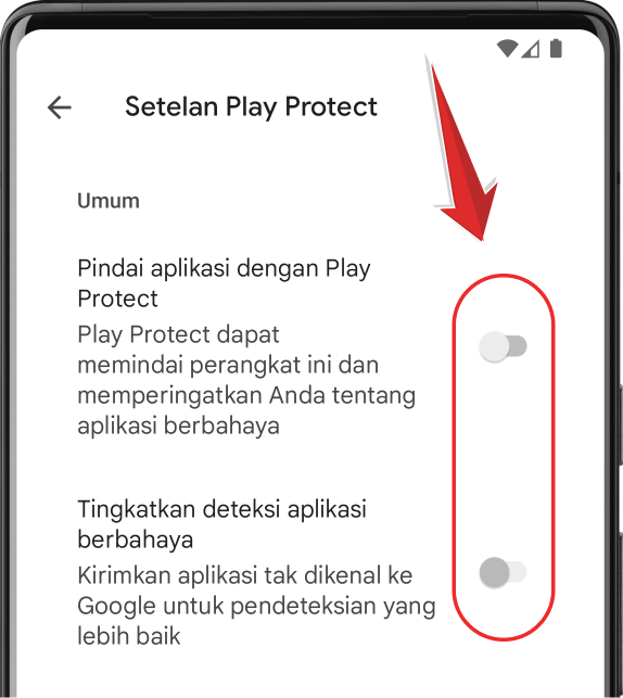 5. Matikan Pindai aplikasi dengan Play Protect