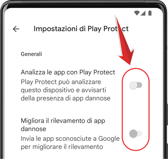 5. Disattivare Analizza le app con Play Protect