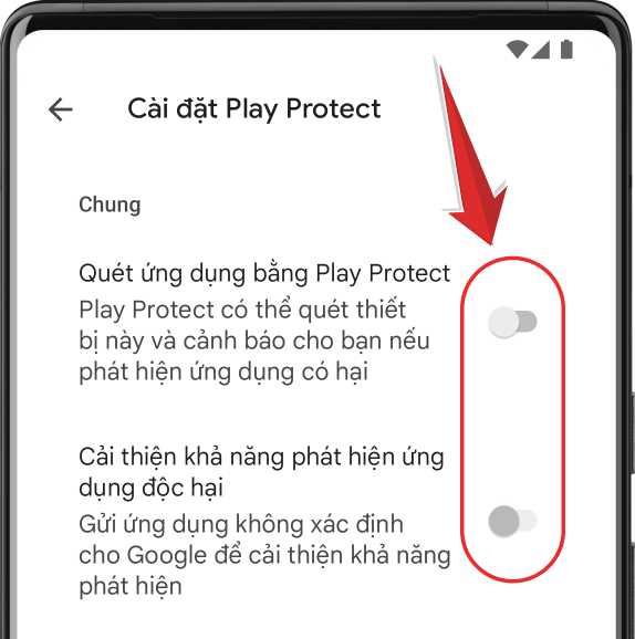 5. Tắt Quét ứng dụng bằng Play Protect.